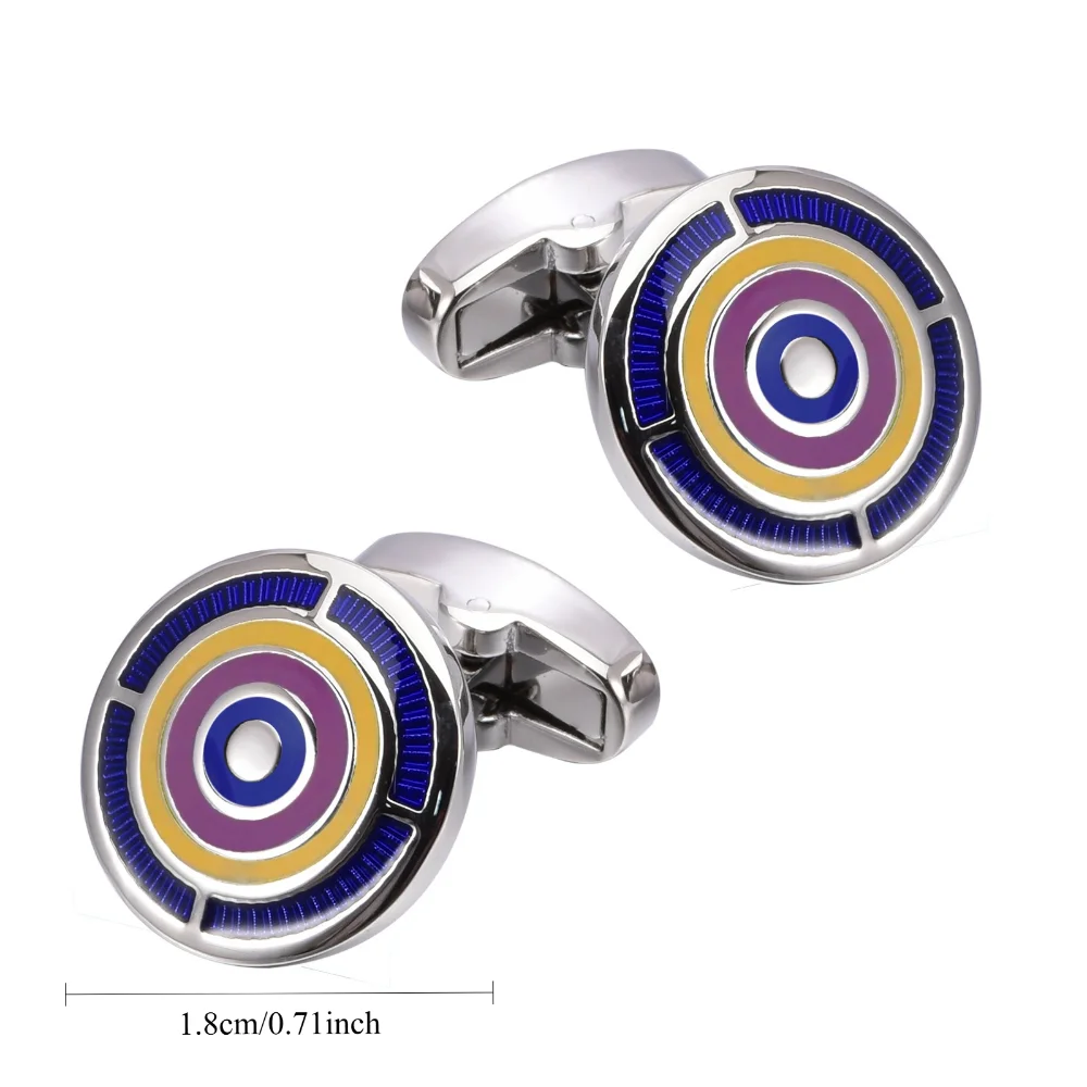 Contrast-colored Ring Multi-layer Design Cufflinks Blue Yellow and Green Neck Pin Men's Business Formal Wear with Accessories
