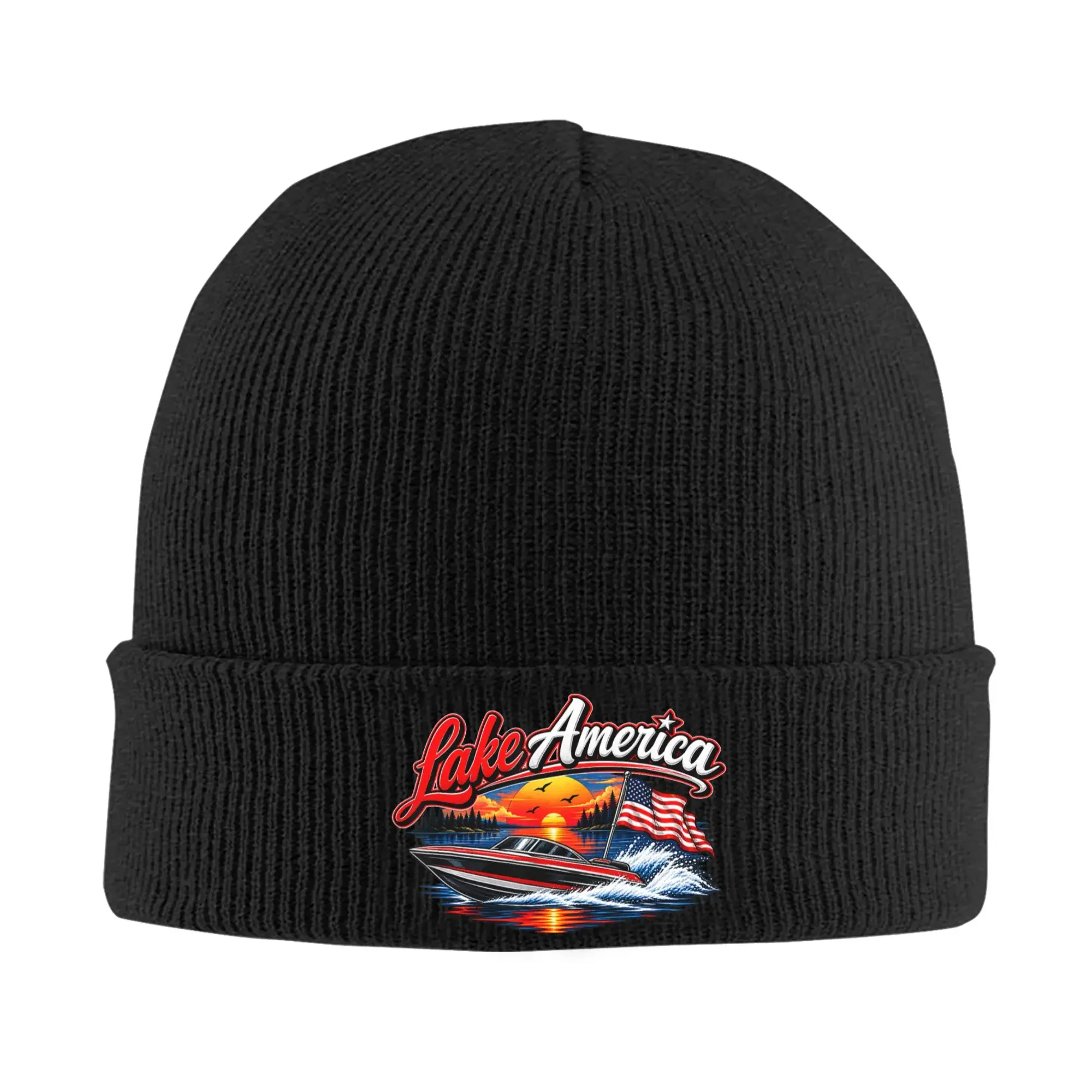 New Lake America Hat Autumn Winter Skullies Beanies Warm  Caps Men Women Acrylic Bonnet