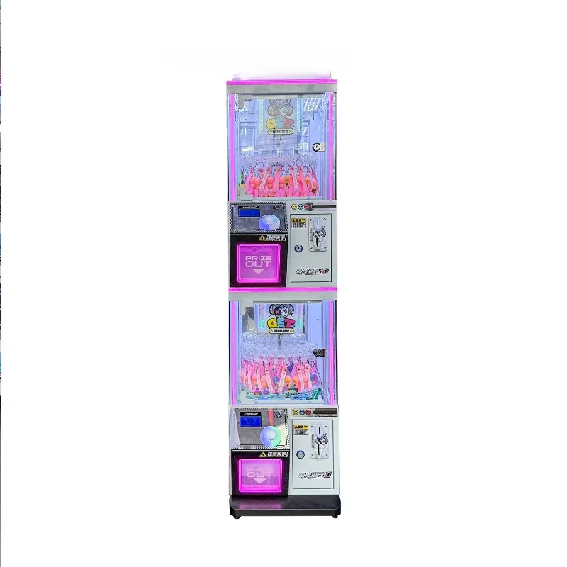 Mini Metal Acrylic Clamping Doll Clip Machine Coin-Operated Toy Plush Cabinet with Spanish Japanese Language for Game Centers