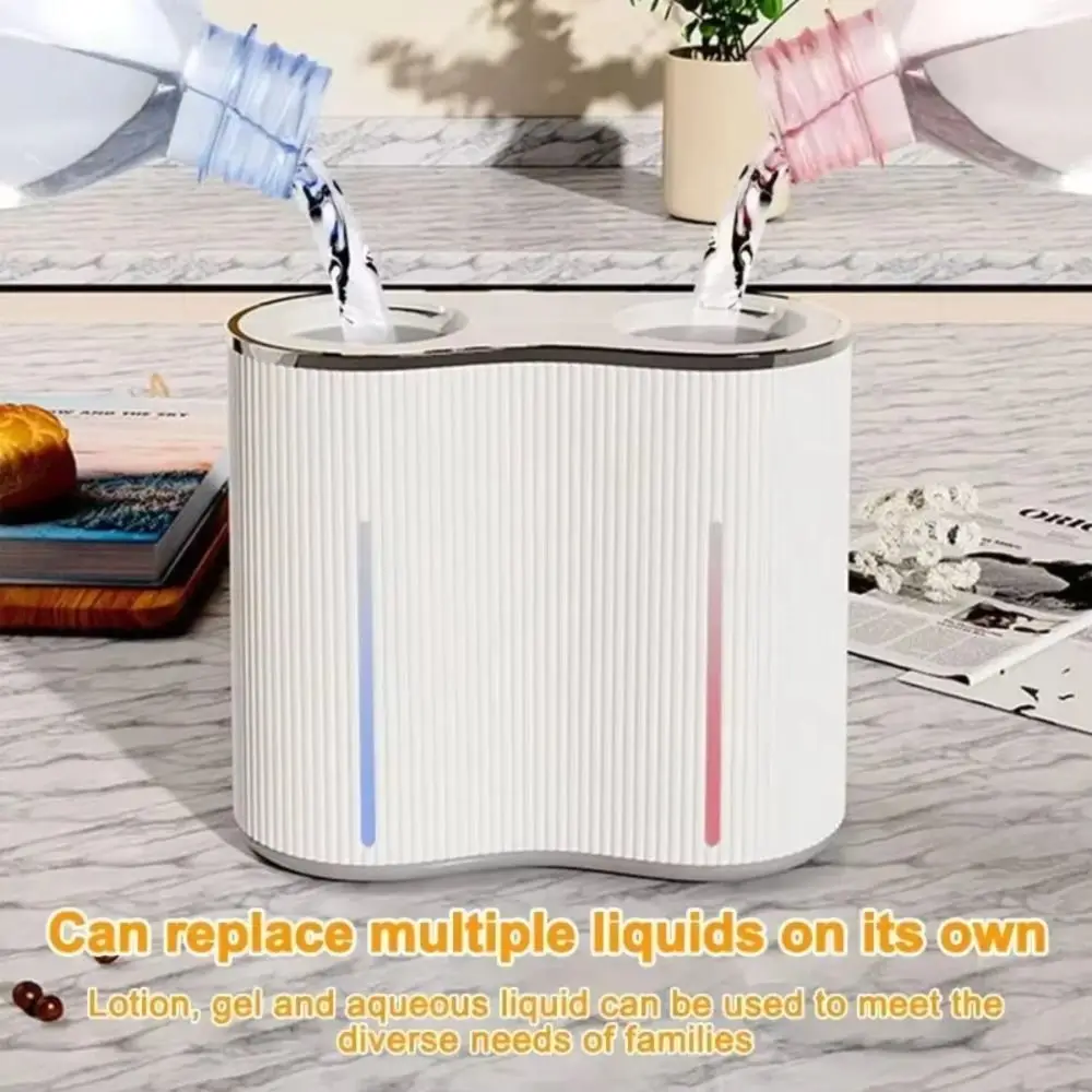 Dispenser di sapone a doppia testa a parete Dispenser di sapone liquido in schiuma a doppia testa ricaricabile tramite USB Funzionamento automatico