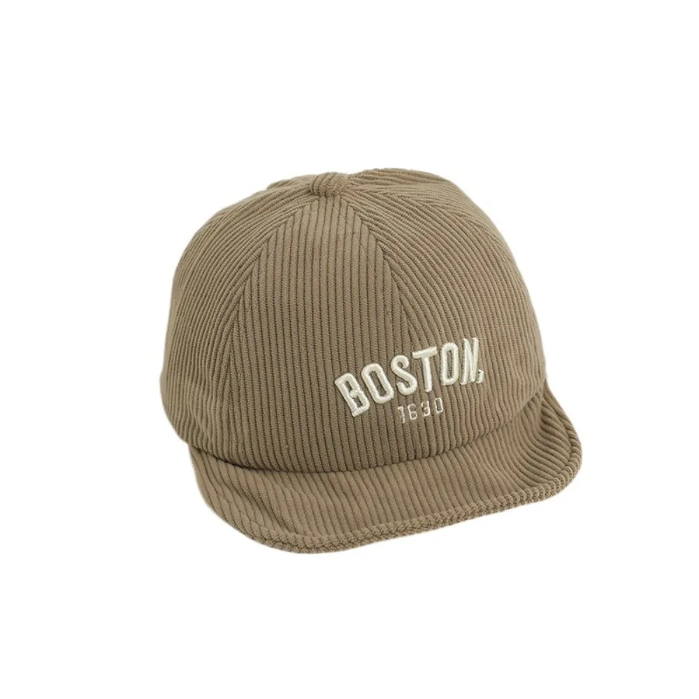

Embroidery Design Children Corduroy Cap Breathable Solid Color Baby Duckbill Cap Adjustable Lightweight Glacier Cap