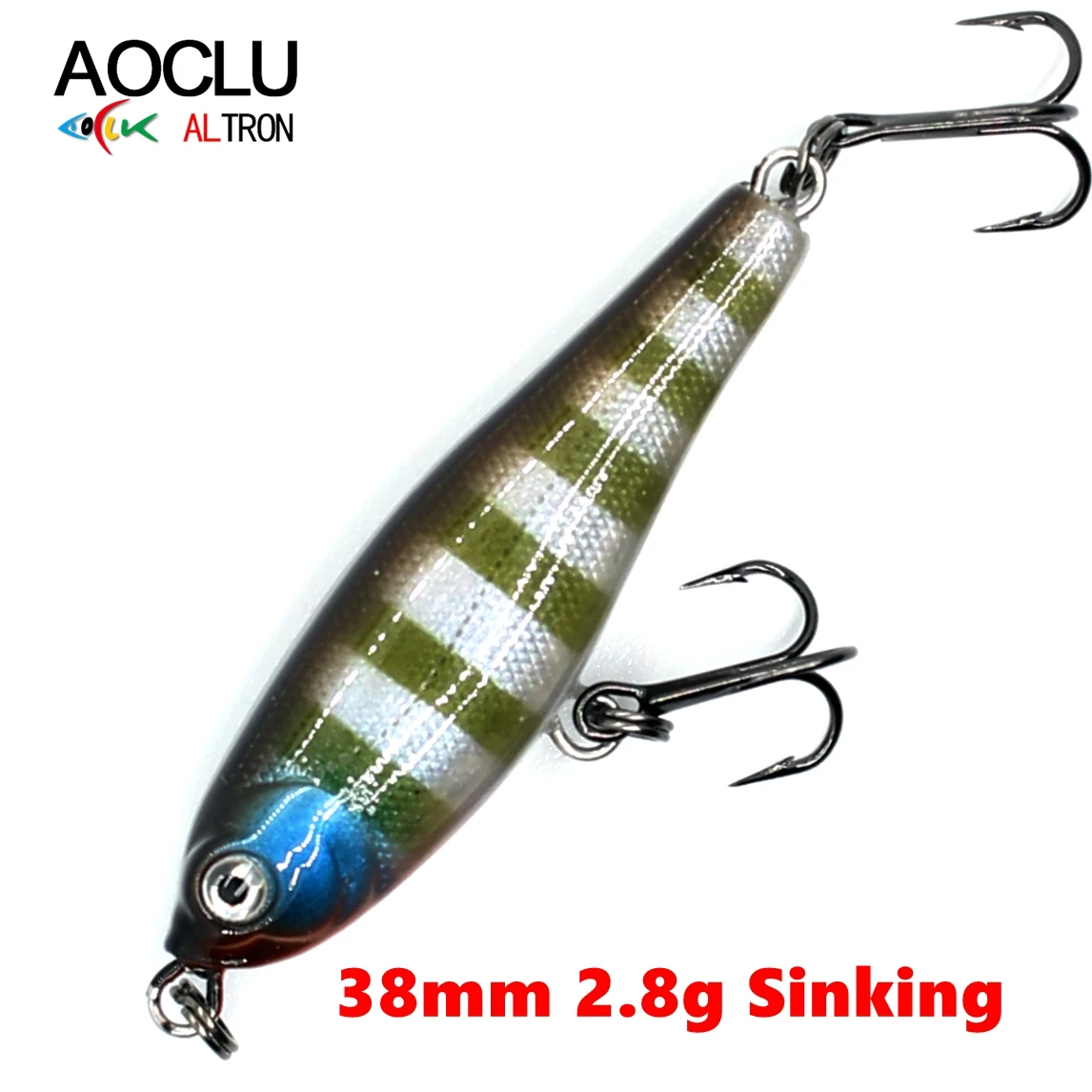 AOCLU-Hard Bait Pencil Wobbler Lure, Sinking Small Stick, Swimming Like Injured Dying Fish, VMC Hooks, Solid Body, 38mm, 2.8g