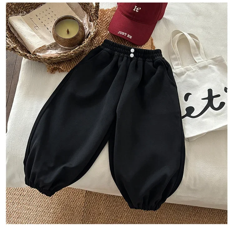 Koreanischer Stil, einfarbige Sport-Langhose für Kinder, Jungen und Mädchen, Frühling/Herbst, Freizeit-Hose, Jogginghose. – Detail 12