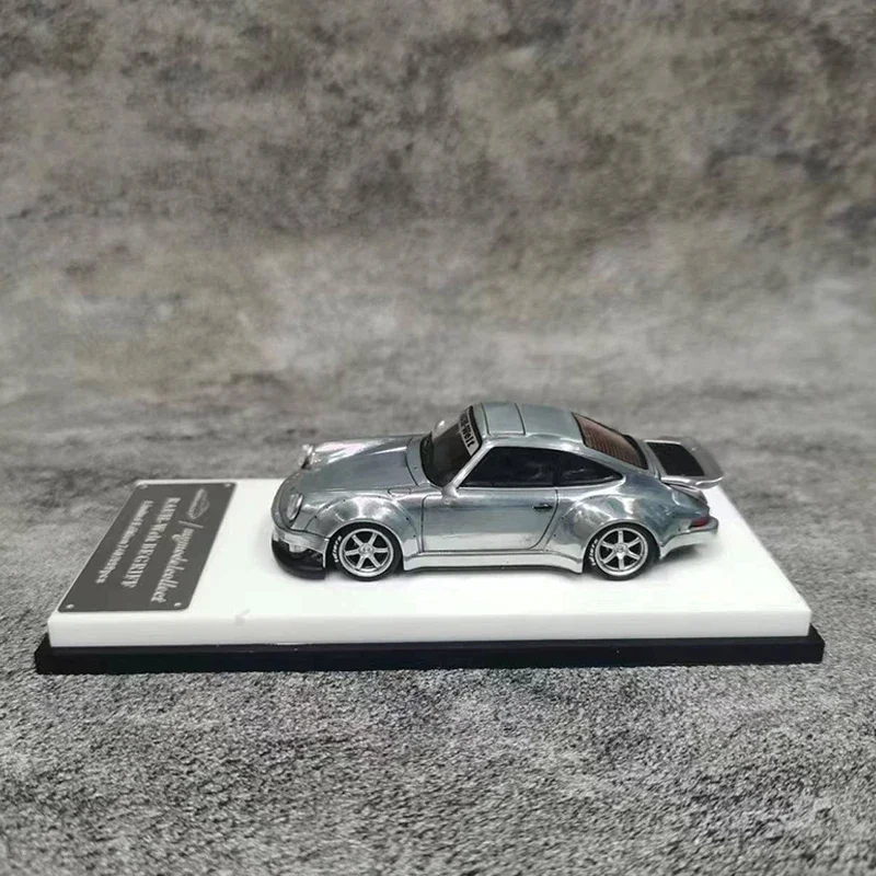 MC 1:64 Model Car RWB 930 Alloy Die-Cast Sport Vehicle Duck Wing -Chrome Silver