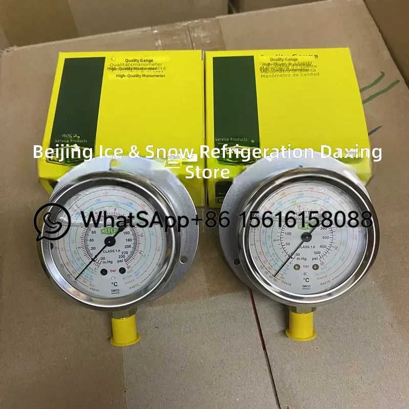 REFCO Radial R22 R134A High Low Pressure Refrigerant Gauge Oil Pressure Meter for Refrigeration Air Conditioning Units Model