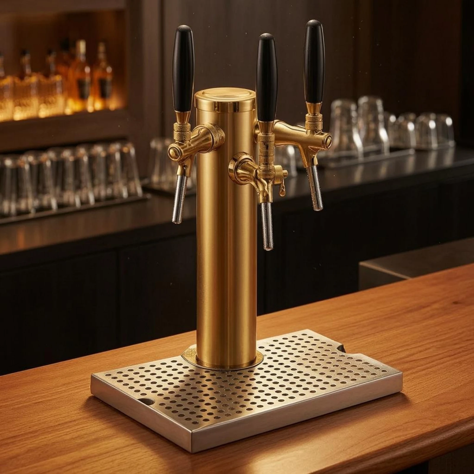 Stainless Steel Beer Tap Dispenser Gold-Finished Keg Beer Dispenser Drink Equipment Silver-Toned Reflective - view 5