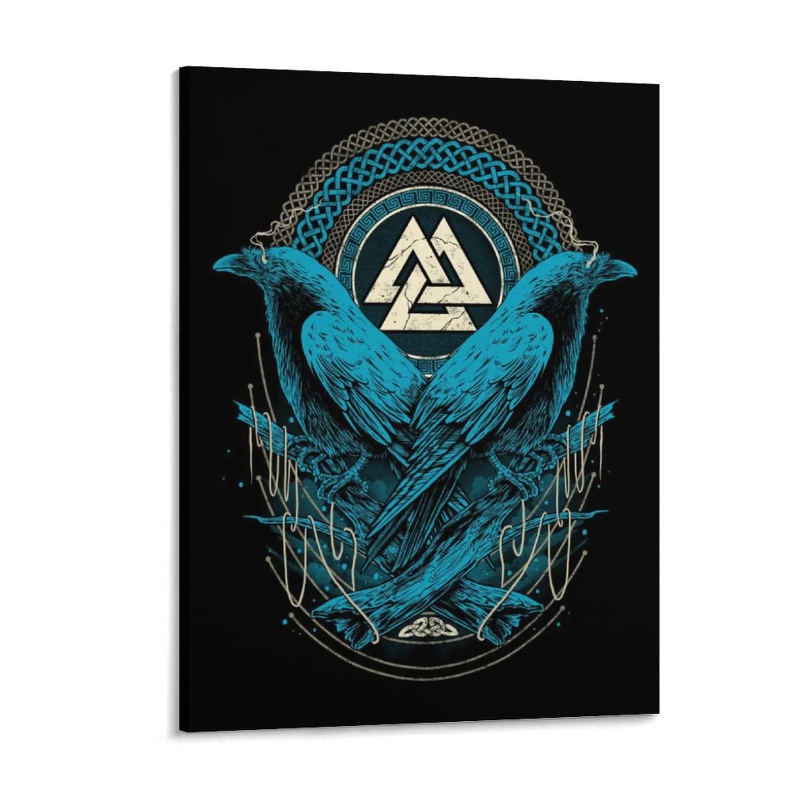 

Odin Raven Viking Valknut Canvas Painting Create Mural Design Plaques Bar Cave Framed Wall Paintings