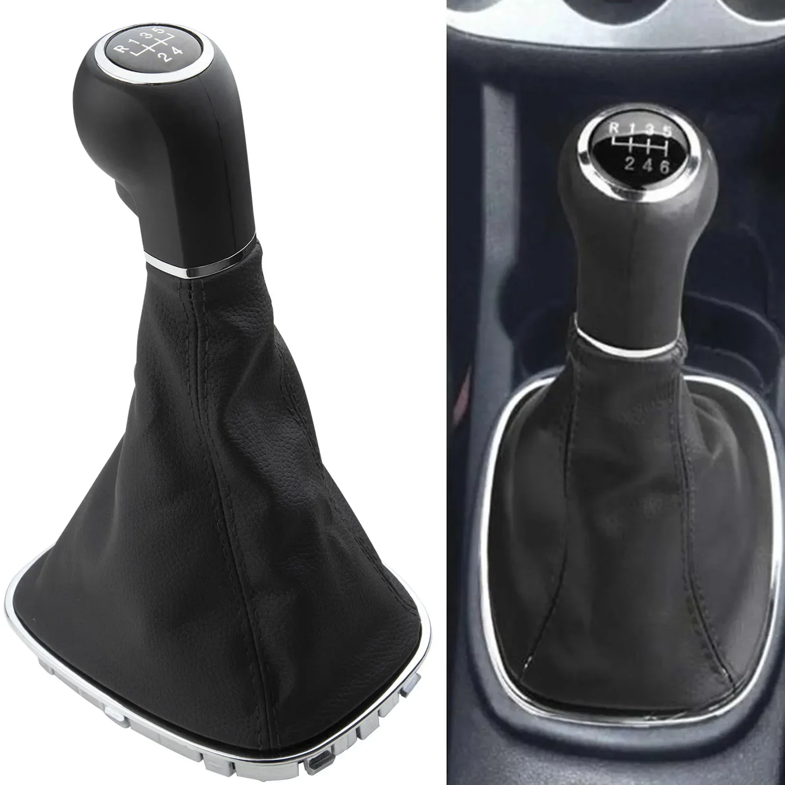 

5 Speed Gear Shift Knob Gaitor Boot Manual PU Leather + Plastic For Opel Vauxhall Corsa D S07 E X15