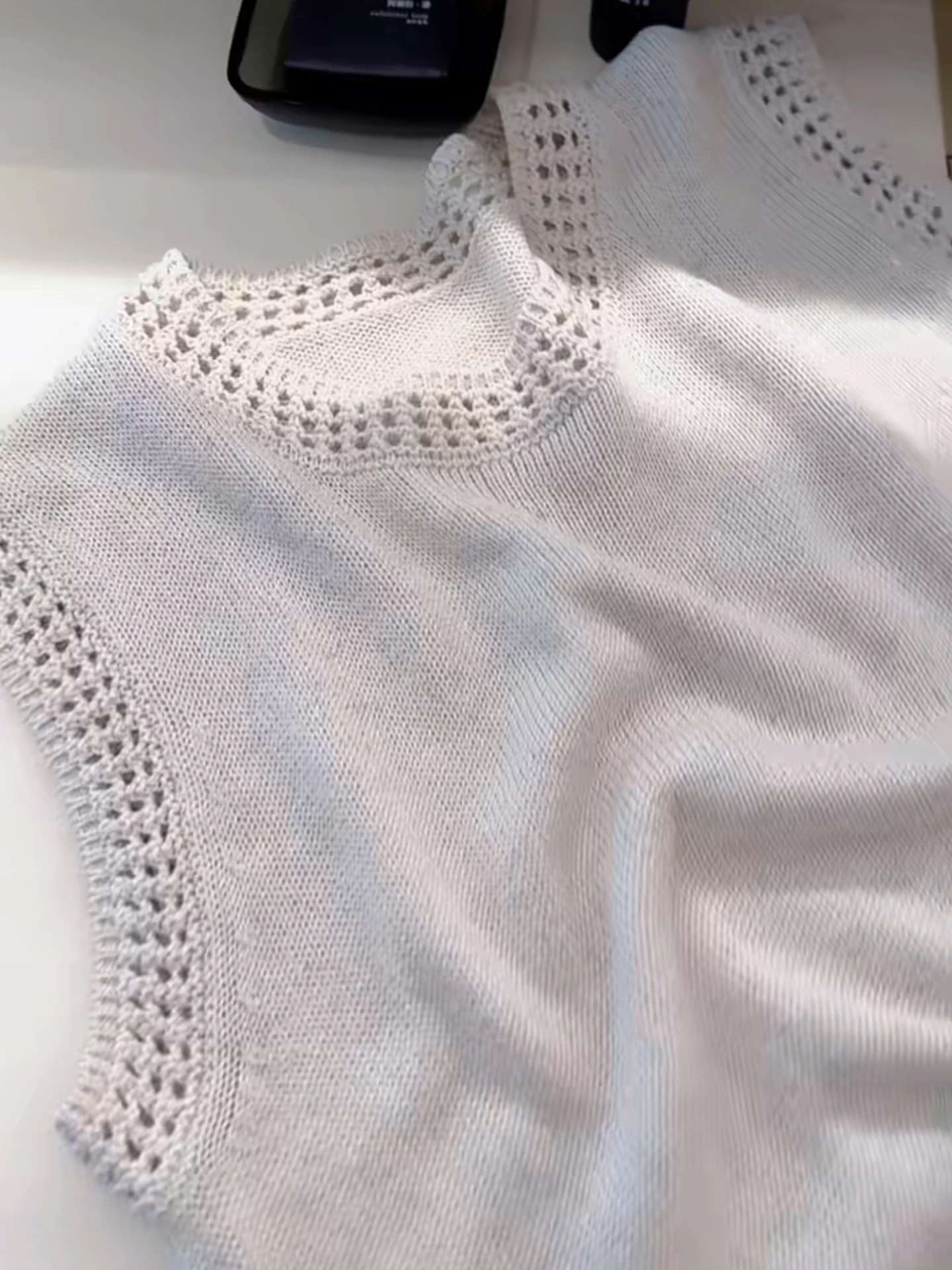 

Ele ажурный вязаный жилет, женский повседневный свободный крой, круглый летний топ, модный утягивающий жилет