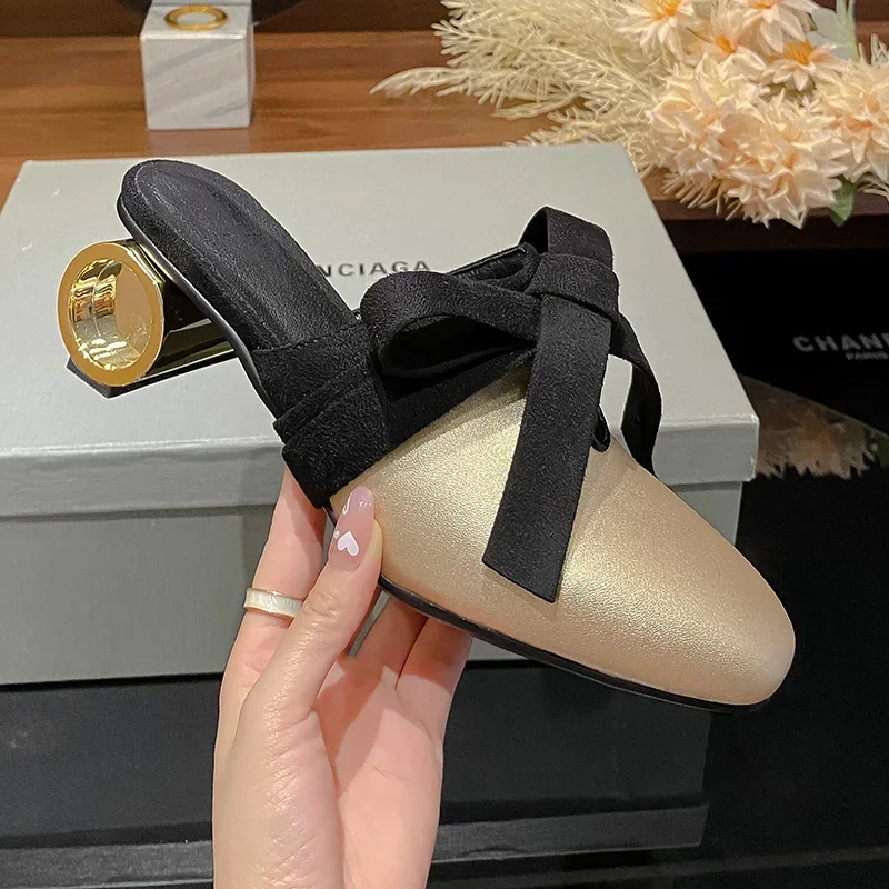 

2024 Classics Cross-tied Women's Pumps Genuine Leather Round Toe Platform Med Heels Retro Dress Party Casual Lady Shoes Footwear