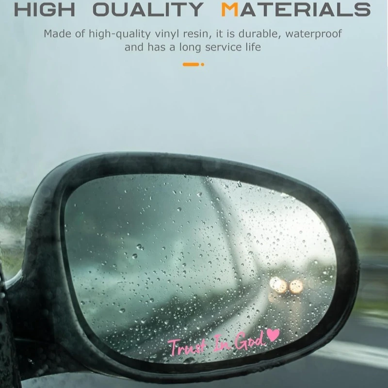 4PCS Trust in God Car Stickers Waterproof for Motorcycle Rearview Mirrors Auto Rearview Mirrors DIY Funny Vinyl Decals