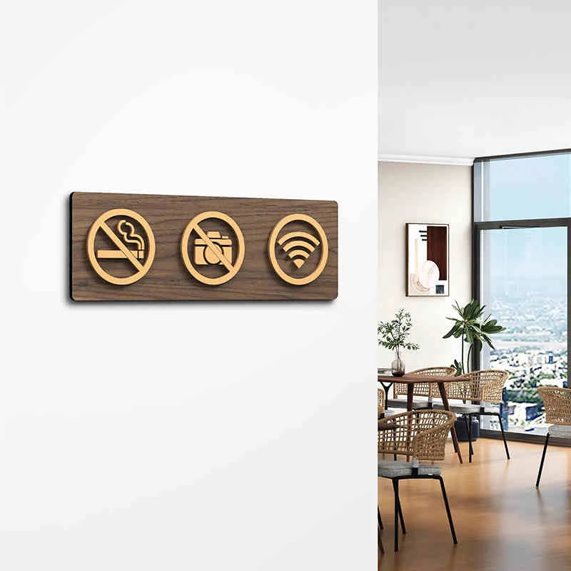 Nuevo estilo, señal de recordatorio cálida, WIFI, logotipo sin fumar, placa de advertencia sin intrusión, señal de advertencia de tienda pública, 9,5 cm/13,8 cm