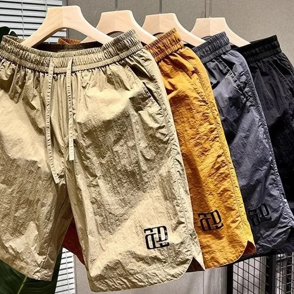 

Loose Fit Ice Silk Thin Four-Quarter orts Men's Casual Straight Leg Five-Quarter Pants Summer Youth Faion Basic Color