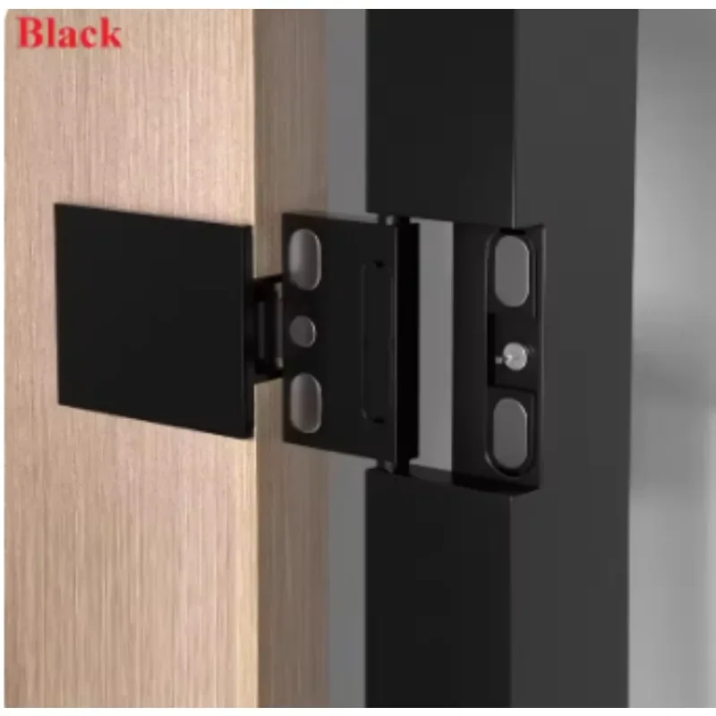2Pcs Consice Conceal Soft Aluminum Framed Glass Door Hinge With Pin Damper For Wardrobe Closet Showcase Wine Cabinet