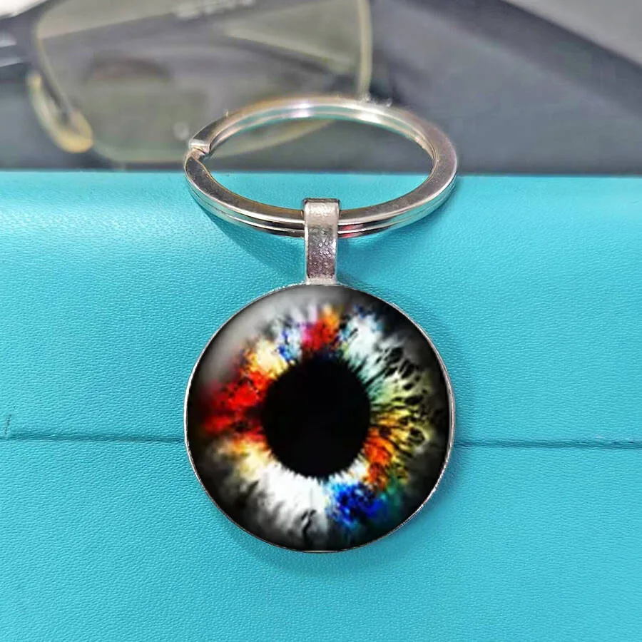 Cosmic Nebula Eye Keychain Cabochon - Galaxy Brown Gold Iris Print Charm for Mystical & Celestial Style Bag Accessory