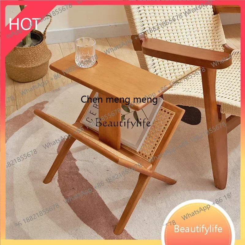 style NEWNordic solid wood rattan, books and newspapers, floor-to-ceiling magazine racks, multi-layer storage, and several news