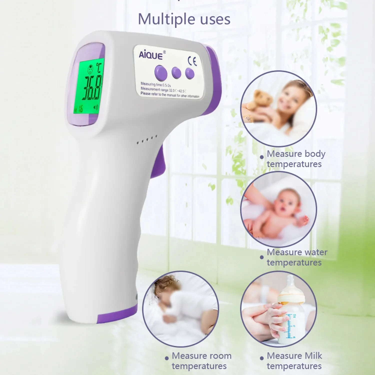 Therye.com médical infrarouge sans contact, numérique frontal, température Linge, fièvre pour bébés et adultes