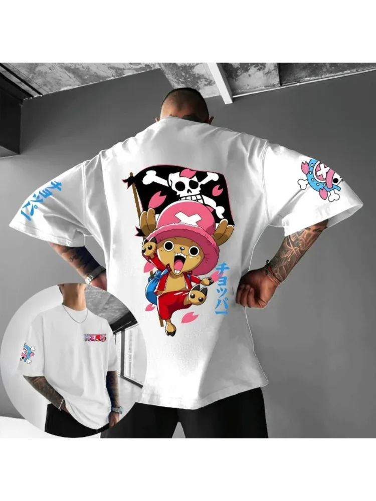 ONE PIECE Neues Unisex Baumwoll-T-Shirt Tony Tony Chopper 2026 Sommer Harajuku Anime Bedruckt Großes Lockeres Eltern-Kurzarmshirt