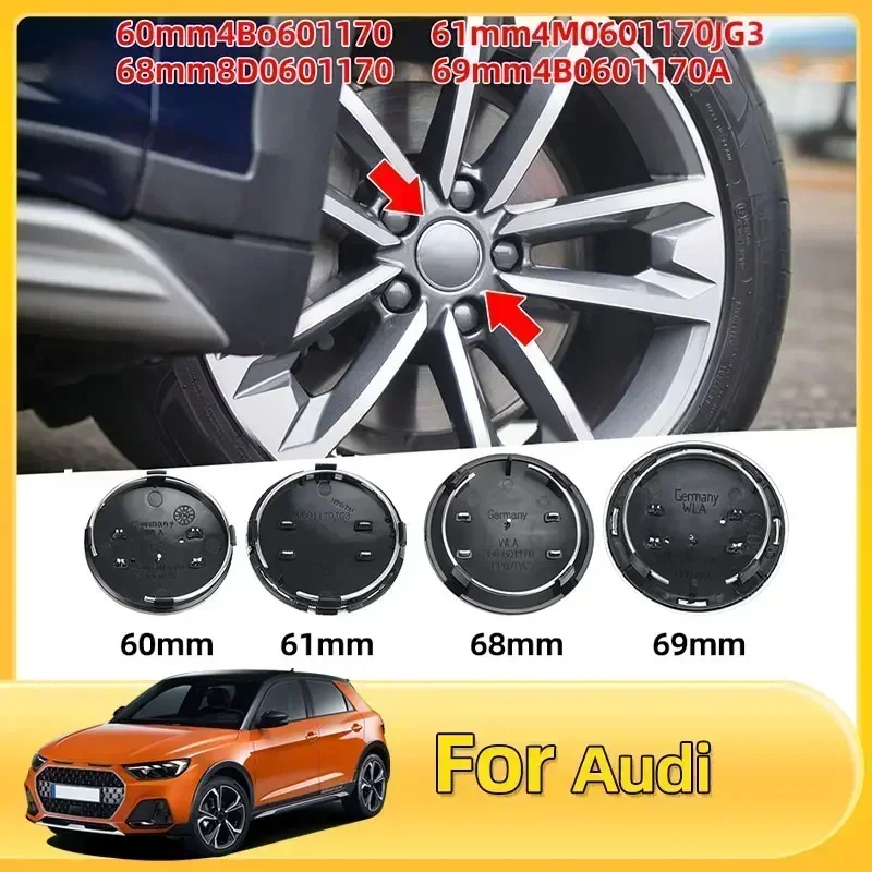 

4pcs 60mm 61mm 69mm Car Styling Wheel Center Cap Hub Covers Badge 4B0601170 For Audi A3 A4 A5 A6 A7 A8 S4 S6 Car Accessories