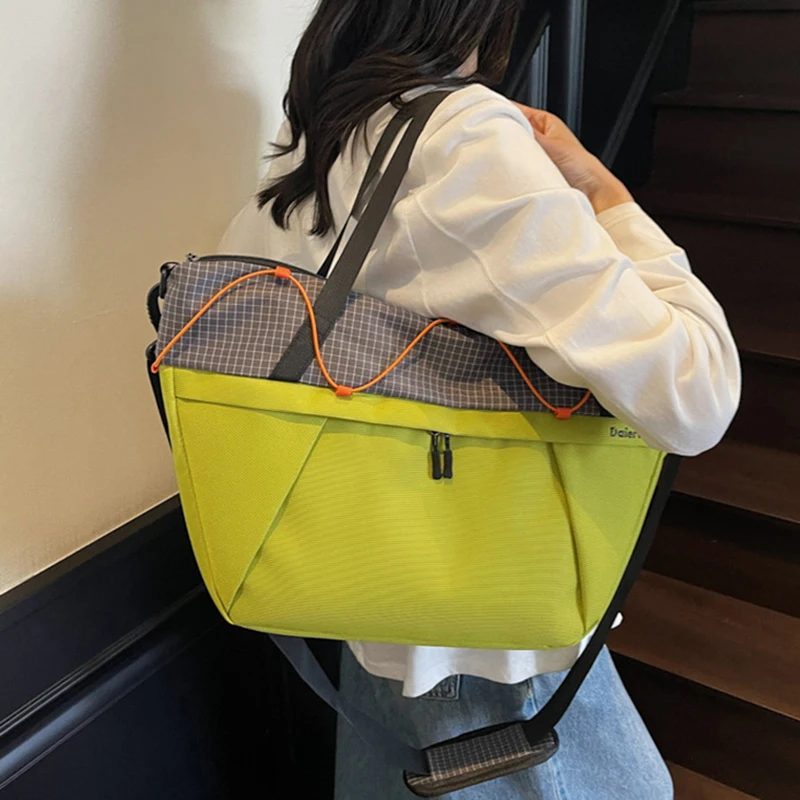 

Women Travel Duffel Bag Contrast Color Outdoor Business Trip Commuting Shopping Handbag Dry Wet Weekend Luggage Tote Handbag