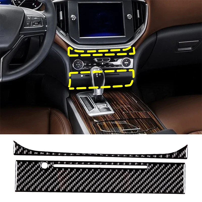 

For Maserati Ghibli 2014-2015 Soft Carbon Fiber Car Center Control CD Panel Frame Cover Trim Sticker Car Accessories