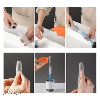 可填充清潔劑的壁掛式馬桶刷套裝,附支架,塑膠材質,TPR刷頭,適用於清潔邊角,浴室配件 8 最佳銷售 浴室配件 - №6