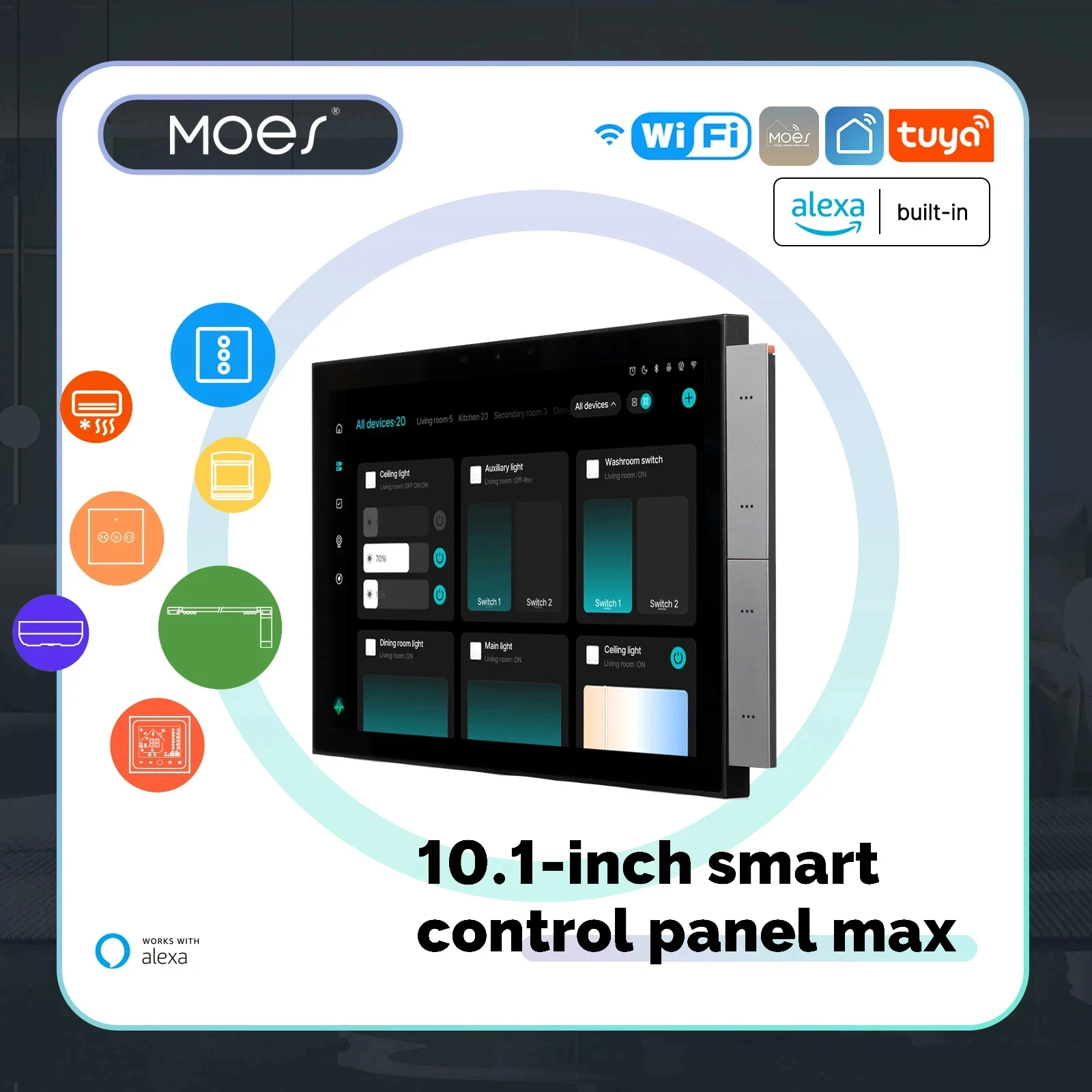 MOES Tuya Smart Home Control Panel Max 10.1inch Touch Screen with Bluetooth Zigbee Gateway Built-in Building Intercom Compatible