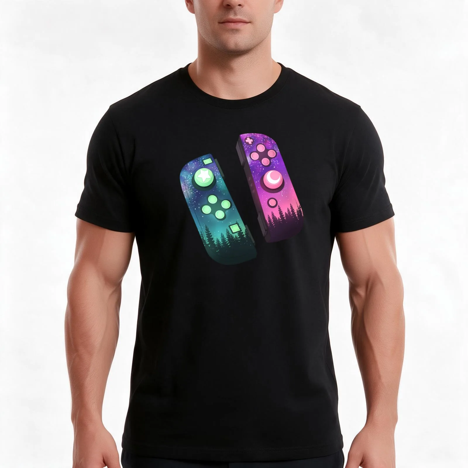 Galaxy Switch Controllers T-Shirt Summer Casual Cotton Tee Oversized Streetwear Tops Vintage Graphic Print Unisex Men Women