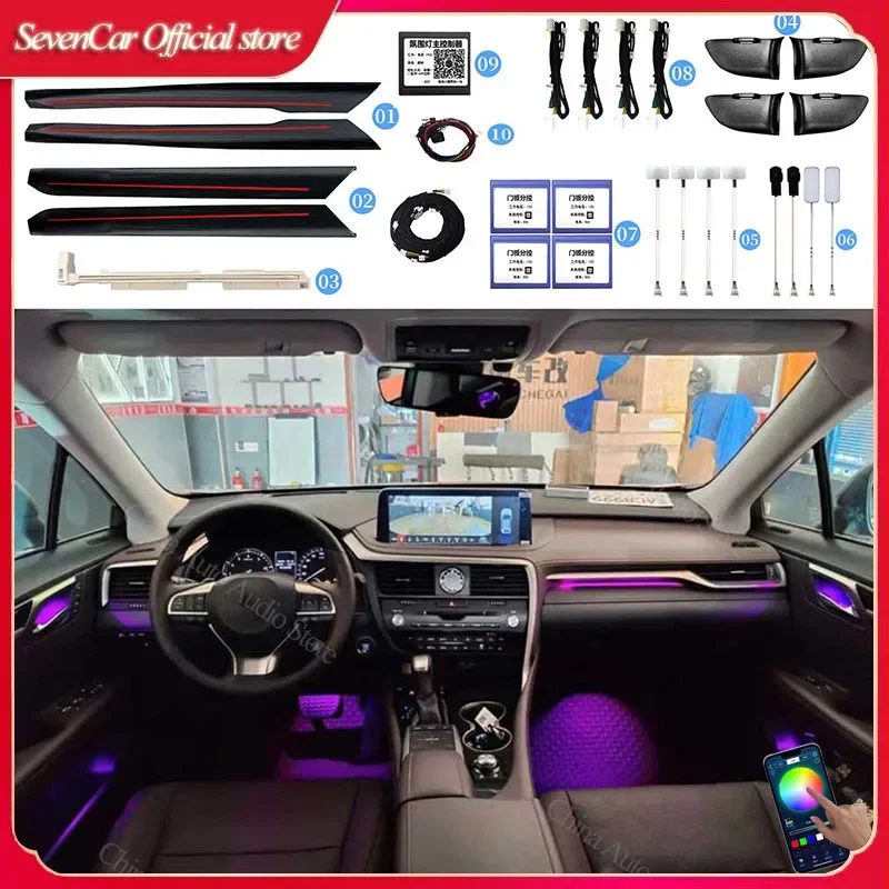 64 Colors Set For Lexus NX 2016-2021 Small program Control Decorative Ambient Light LED Atmosphere Lamp illuminated Strip