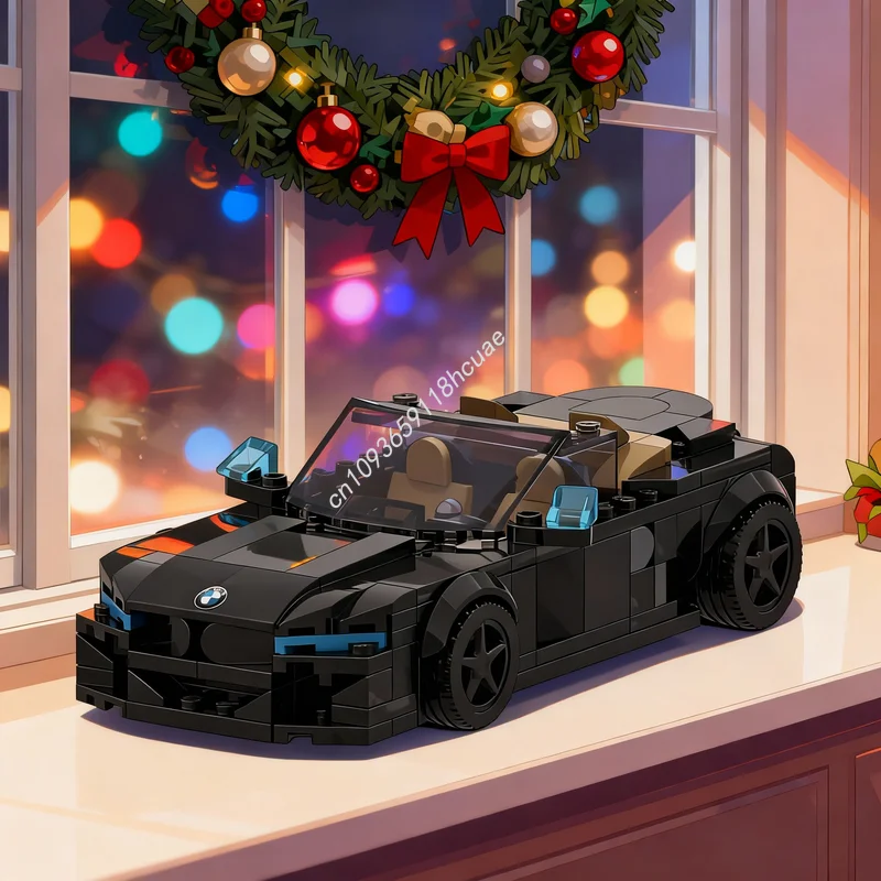 

Набор для сборки модели BMW Roadster (304 детали), полностью черный, конструктор MOC City Champions, архитектурные блоки, подарок на Рождество, развивающая игрушка DIY, креативная идея