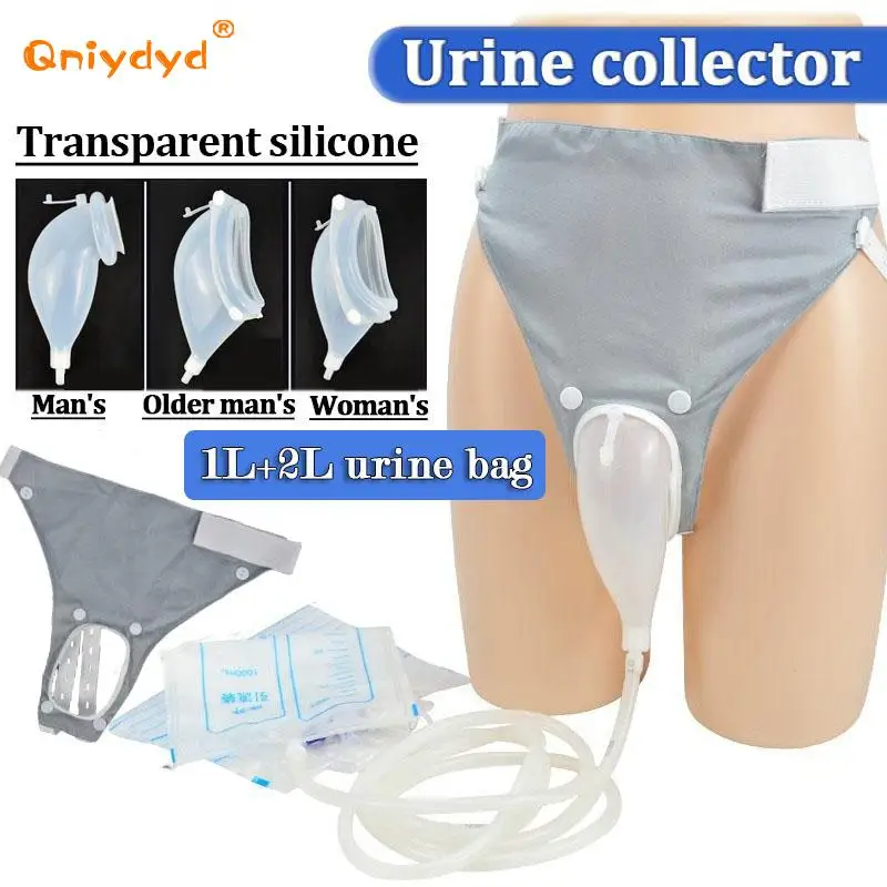 Silicone Urine Collector Urinal Incontinence Leak-Proof Urinal Pot Urinary Catheter Drainage Bag Removable Cleaning Urinal