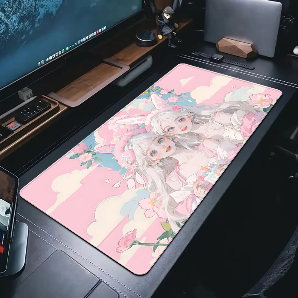 Anime Girls Large Gaming Mouse Pad Kawaii Pink Computer Mousepad Gamer 900x400mm XXL Office Cute Desk Mat Mouse Mat Carpet