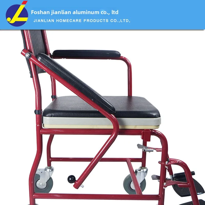 Steel Elderly Pregnant Woman Toilet Chair Removable Pu Armrest and Electroplated Waterproof Mobile Stool with Bucket