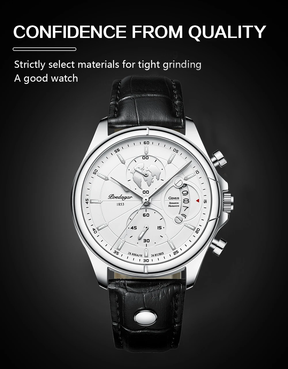 POEDAGAR Luxus Mann Armbanduhr Chronograph Datum Wasserdichte Leder Männer Uhr Casual Quarz herren Uhren Sport Männliche Uhr Reloj – Detail 4
