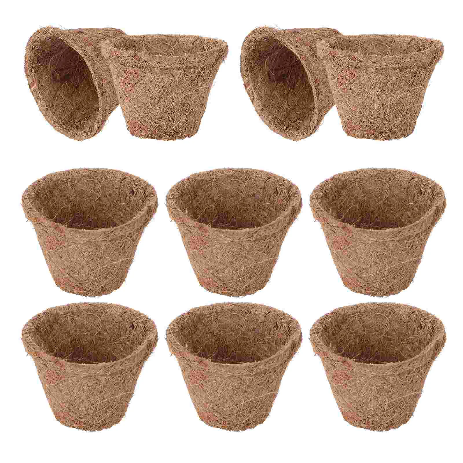 

10 Pcs Coconut Palm Nursery Basin Coir Flowerpot Supply Plant Pots Indoor Basket Container Growing