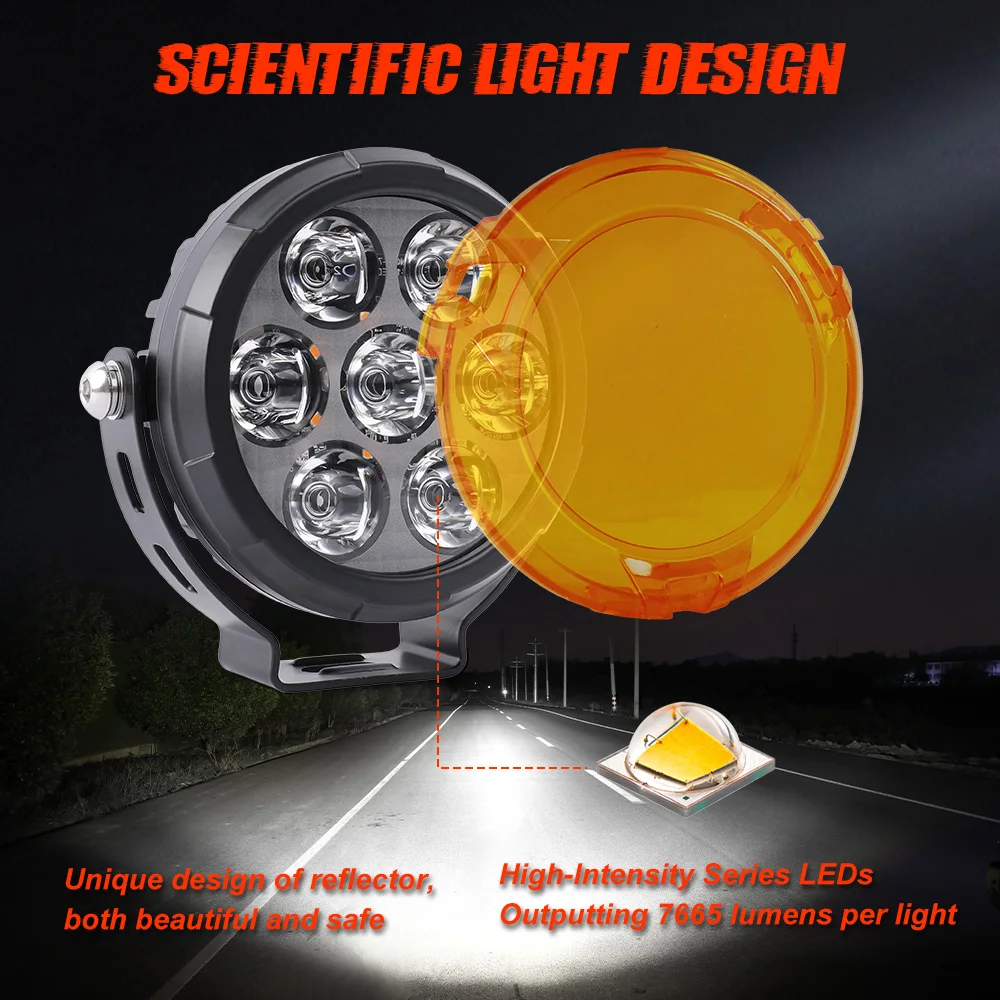 Brightest White Amber Backlight 4.5Inch Auxiliary Motorcycle Spotlight Wiring Harness Switch Fog Lights Offroad For Motorcycle