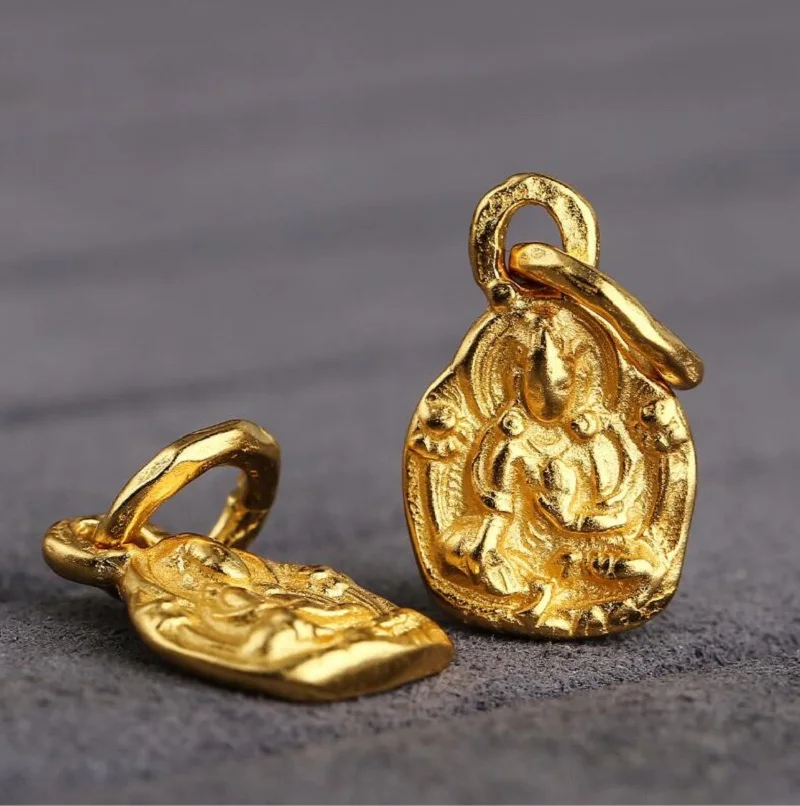 Tibetan Green Tara Small Pendant 100% 925 Silver Gold Plated Tara Charm Good Luck Amulet