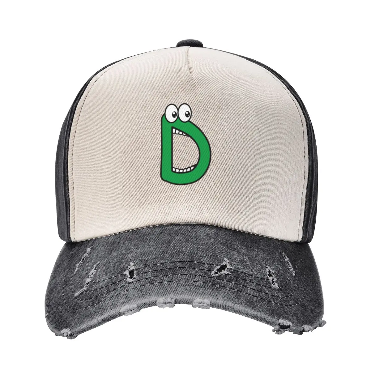 

Funny cartoon letter D with googly eyes Baseball Cap Golf Hat Man Big Size Hat tea Hat Woman Men's