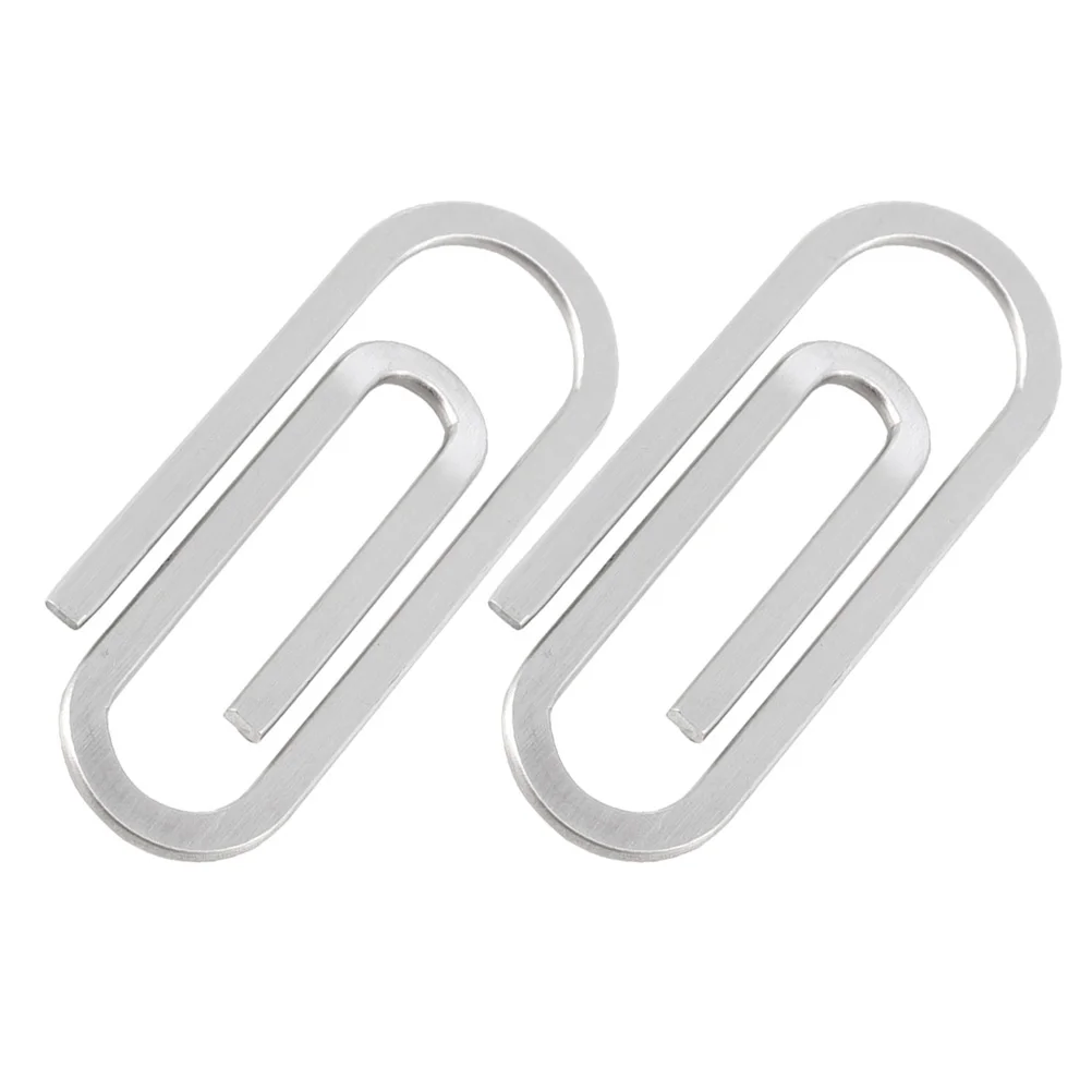 

2pcs Stainless Steel Paper Clips File Fixing Clamps Money Fixators Silver Office Supplies Stationery
