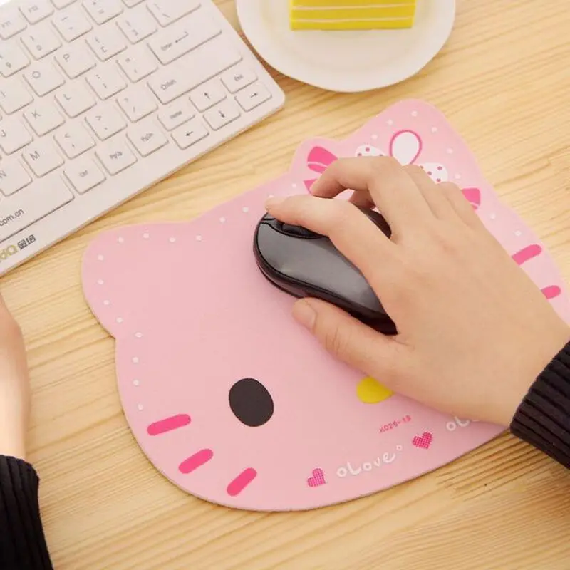Tapis de souris Hello Kitty de forme spéciale, tête de chat de dessin animé, rose mignon, tapis de souris créatif pour les jeux de bureau des filles.