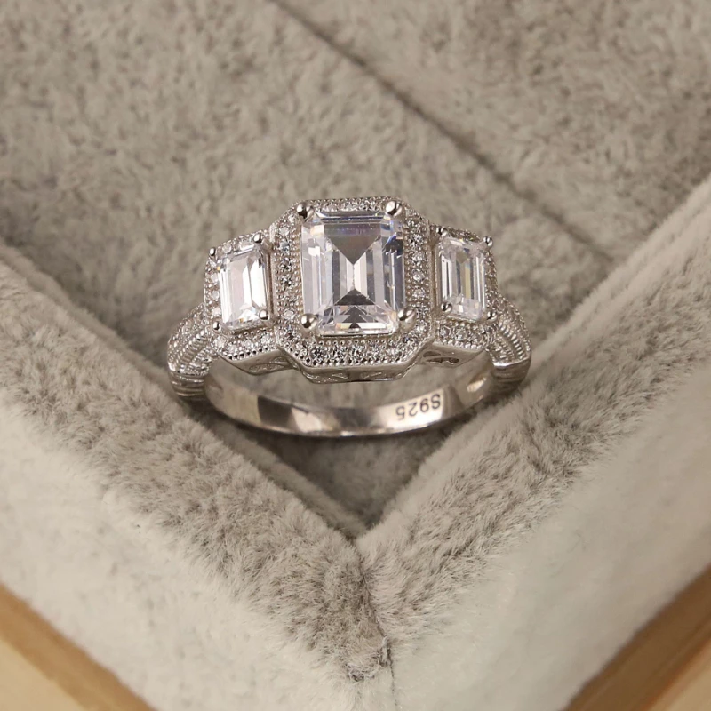100% S925 Sterling Silver INS Wind Retro Square Glory Ladies Ring Simple, Light Luxury Men And Women Proposal Rings Women