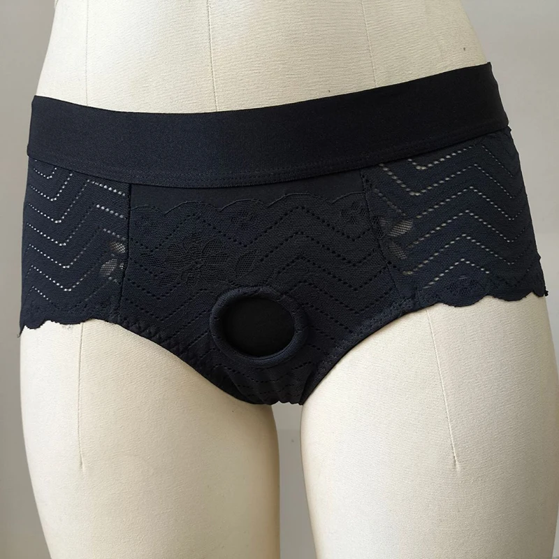 

Black Lace Strapless Harness Underwear Unisex Briefs Strap on Harness Panties Strap-on Harness Briefs O-ring Harness Briefs