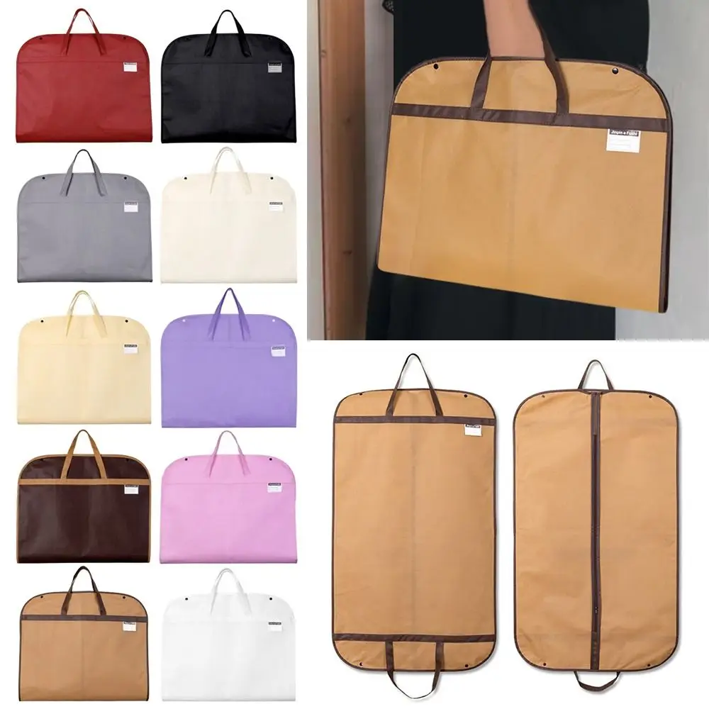 New Foldable Garment Bag Portable Non-woven Clothing Dustproof Cover Solid Color Dress Jacket Protective Cover
