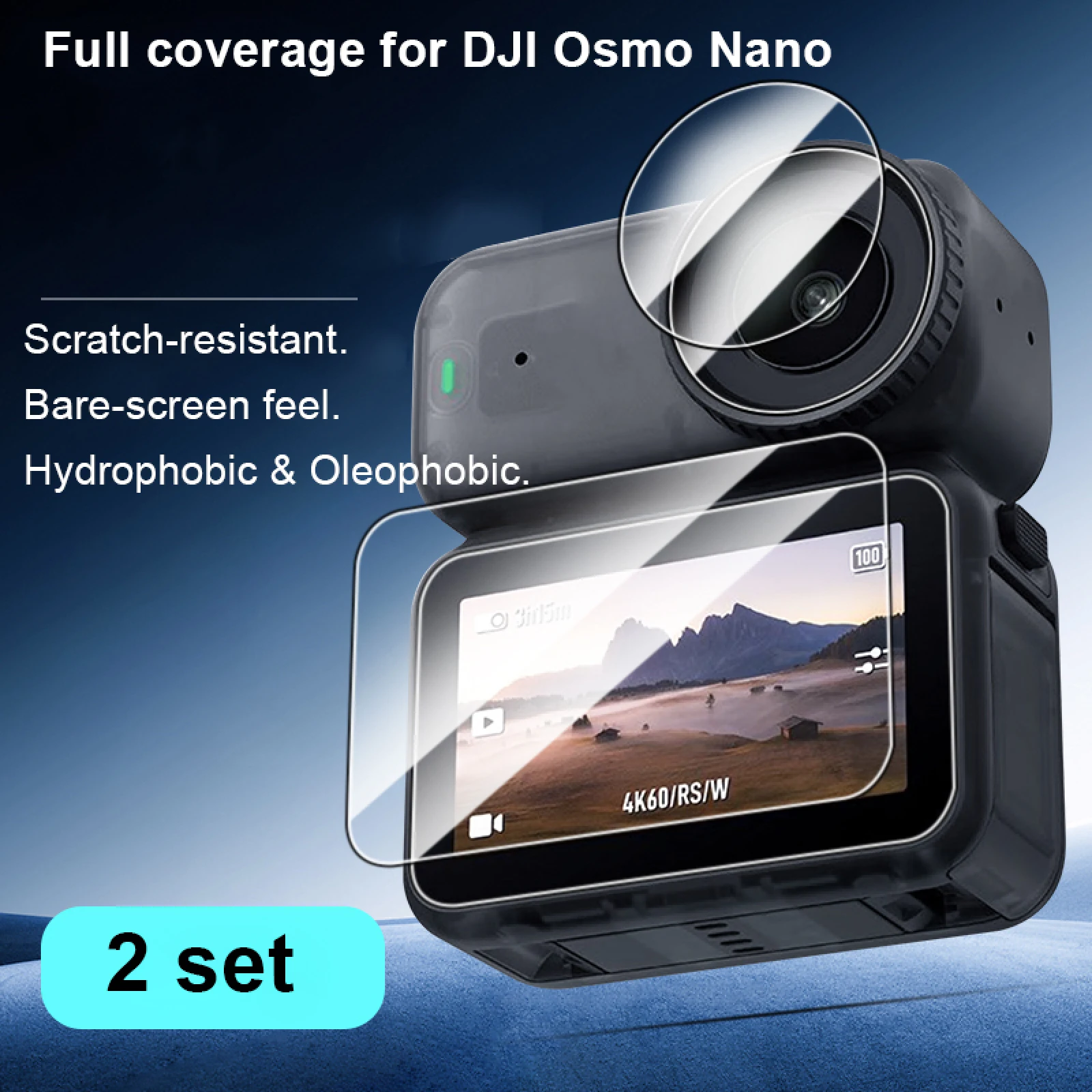 

2 sets For DJI osmo nano HD Tempered Glass Screen Protector for DJI osmo nano camera