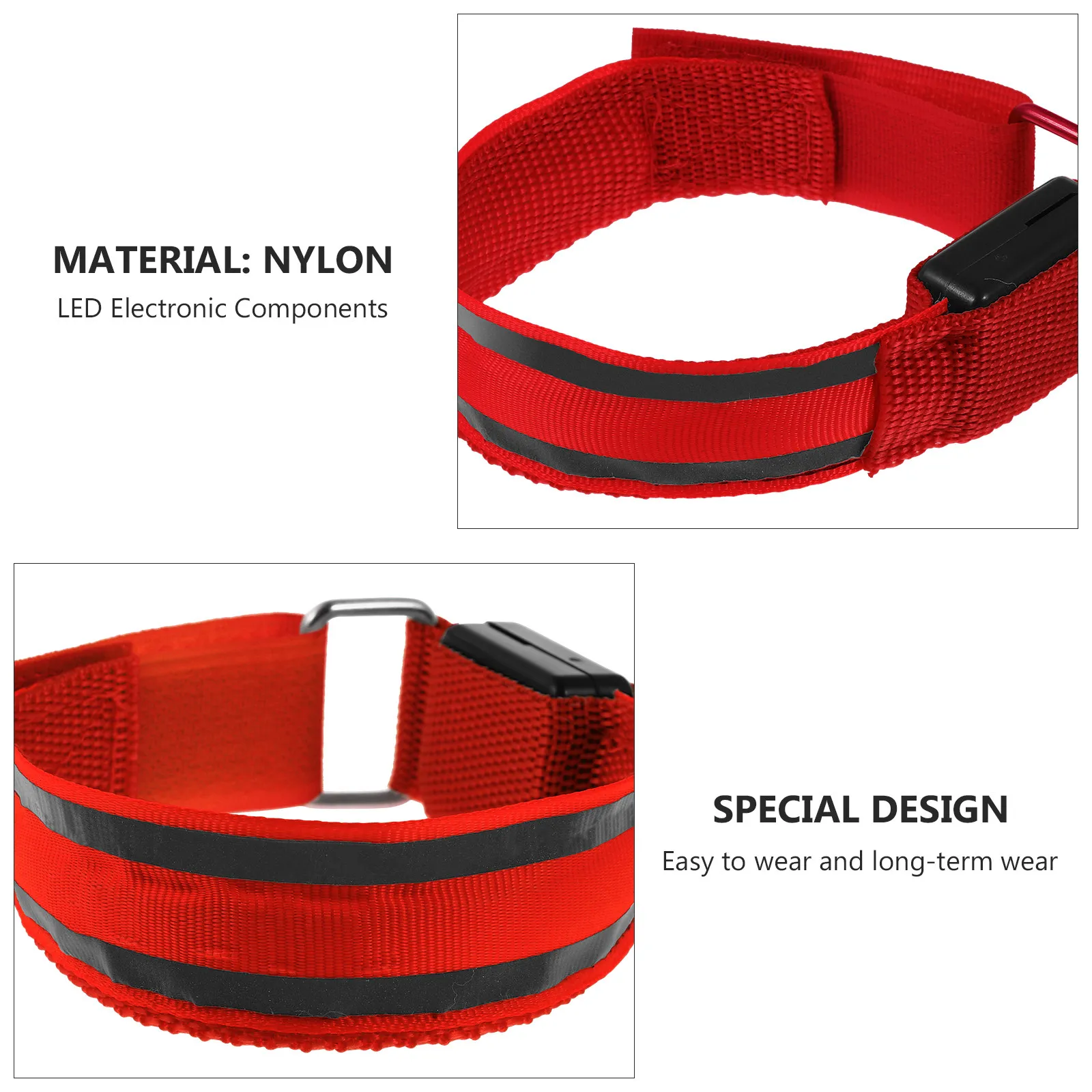 2Pcs Luminous Armband LED Night Running Safety Lights Adjustable Reflective Flashing Wristband for Outdoor Sports Running