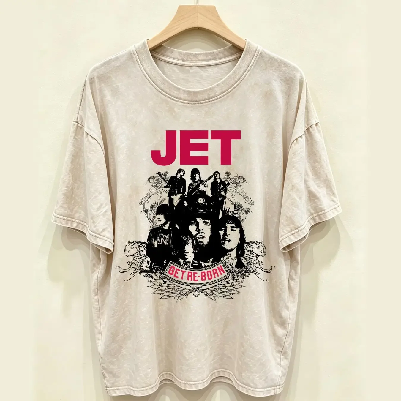washed T Shirt JET Australian Rock Band Get Re Born M 3XL long or short sleeves vintage Washed homme Soft Stylish