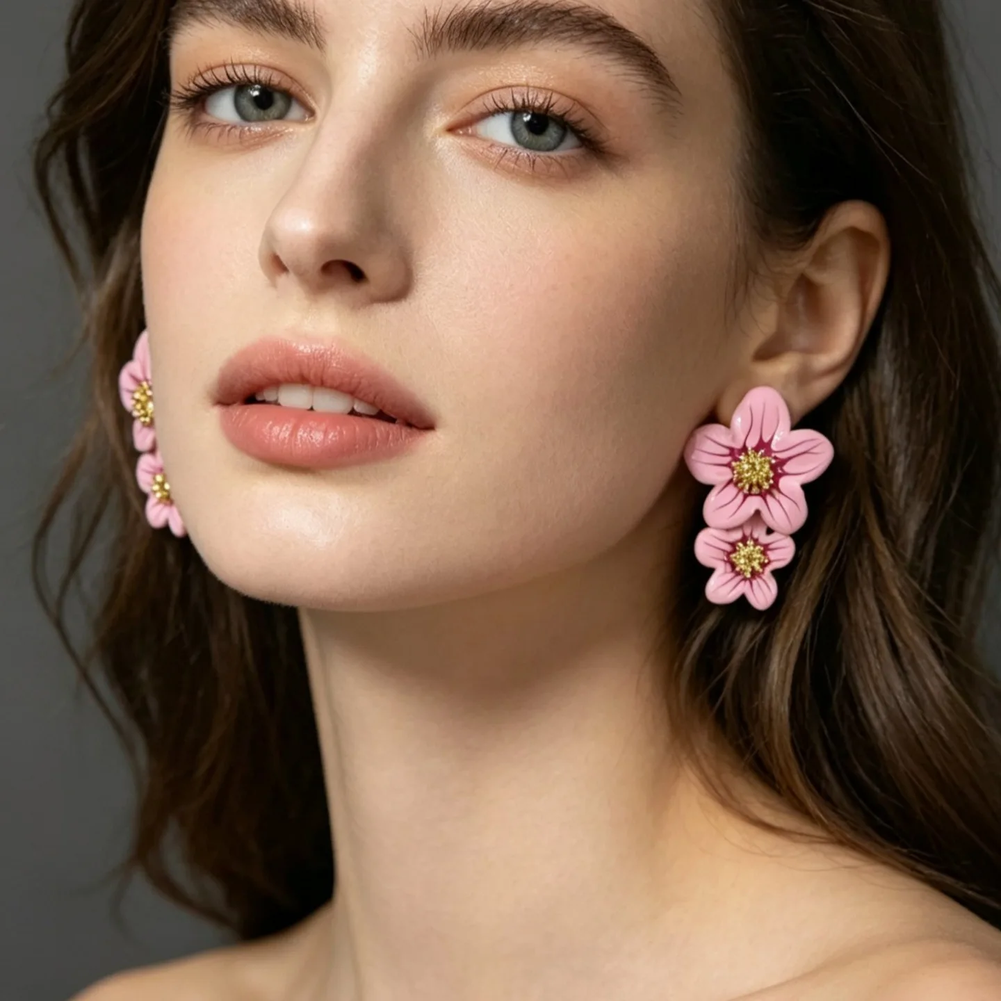 Colorful contrasting oil drop flower earrings