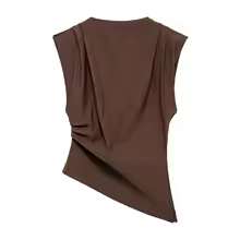 Tank Top Bra Built In Cute Aesthetic Ruched Strapless Summer - Brown