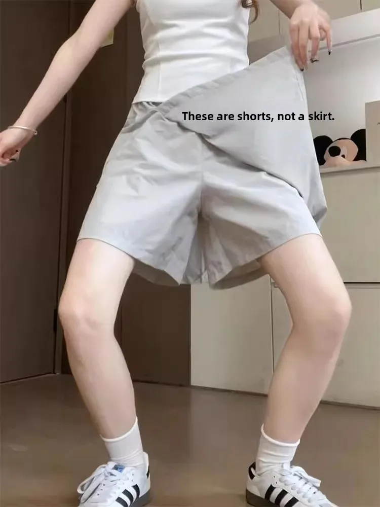 Loose Casual Workwear Skirt Pants for Women plus Size 300 Pounds Patchwork Design High Waist Straight Leg Short Length