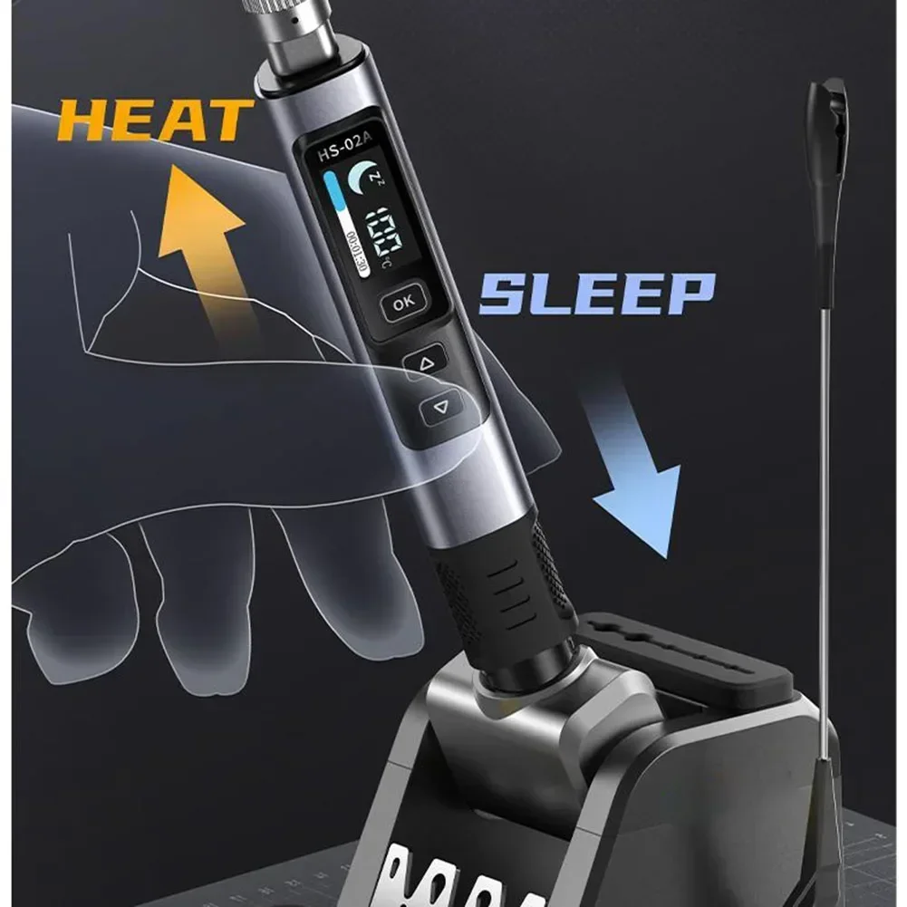 Imagem -02 - Portátil Inteligente Ferro de Solda hs 02a Estação de Reparo de Solda Eficiente Display Automático Faixa de Medição 400v Pd100w